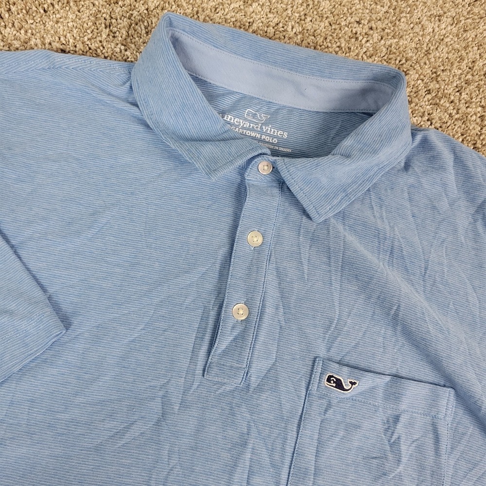Vineyard Vines Edgartown Mens XL Blue Performance Stretch Polo SS Whale - Picture 1 of 5